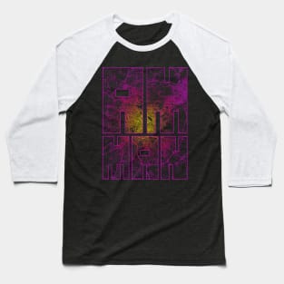 Amman, Jordan City Map Typography - Neon Baseball T-Shirt